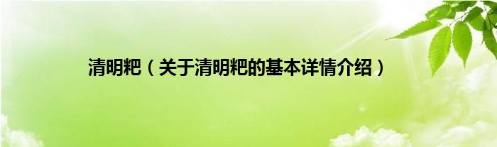 清明粑（关于清明粑的基本详情介绍）