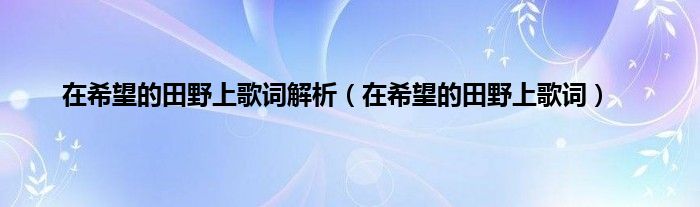 在希望的田野上歌词解析（在希望的田野上歌词）