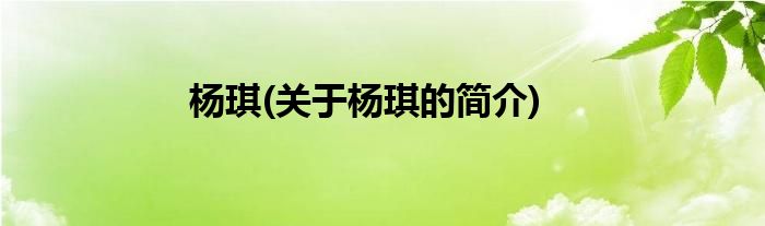 杨琪(关于杨琪的简介)
