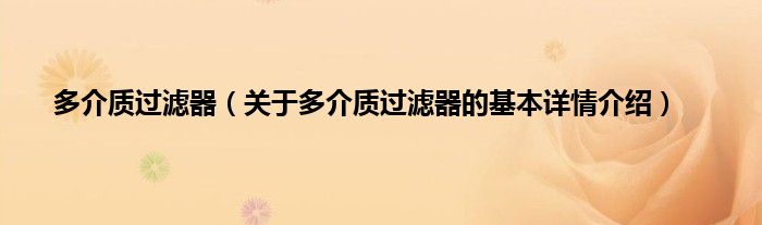 多介质过滤器（关于多介质过滤器的基本详情介绍）