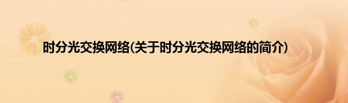 时分光交换网络(关于时分光交换网络的简介)