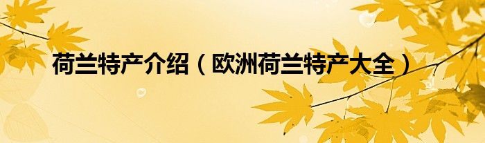 荷兰特产介绍（欧洲荷兰特产大全）