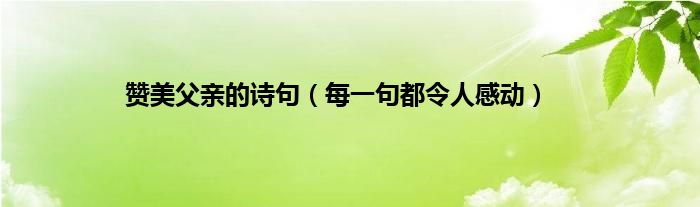 赞美父亲的诗句（每一句都令人感动）