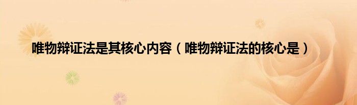 唯物辩证法是其核心内容（唯物辩证法的核心是）