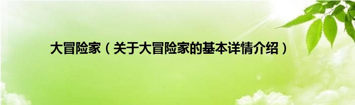 大冒险家（关于大冒险家的基本详情介绍）