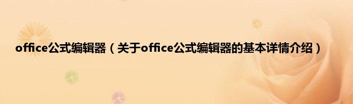 office公式编辑器（关于office公式编辑器的基本详情介绍）