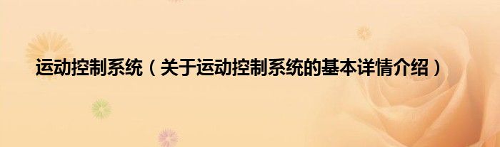 运动控制系统（关于运动控制系统的基本详情介绍）