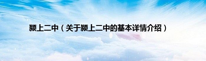 颍上二中（关于颍上二中的基本详情介绍）