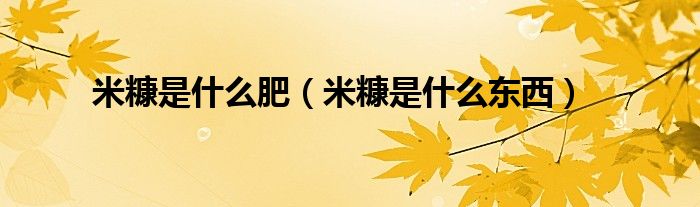 米糠是什么肥（米糠是什么东西）
