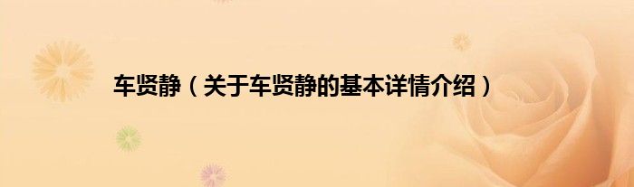 车贤静（关于车贤静的基本详情介绍）