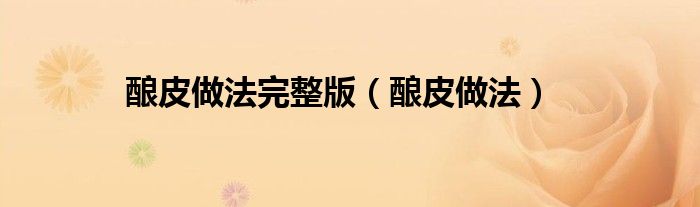 酿皮做法完整版（酿皮做法）