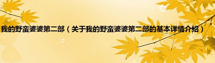 我的野蛮婆婆第二部（关于我的野蛮婆婆第二部的基本详情介绍）