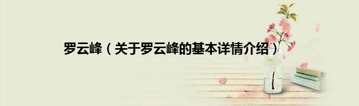 罗云峰（关于罗云峰的基本详情介绍）