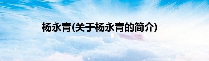 杨永青(关于杨永青的简介)