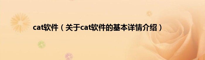 cat软件（关于cat软件的基本详情介绍）