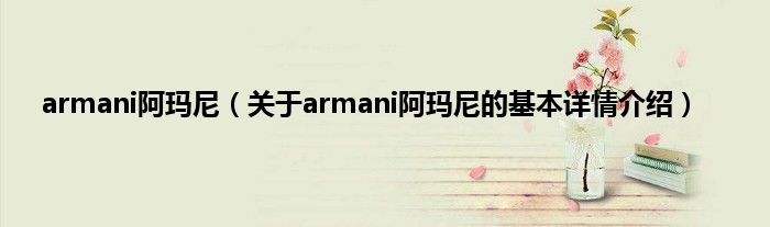 armani阿玛尼（关于armani阿玛尼的基本详情介绍）