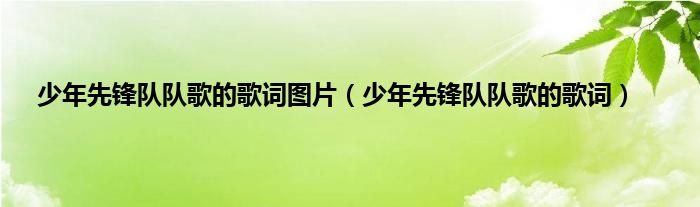 少年先锋队队歌的歌词图片（少年先锋队队歌的歌词）
