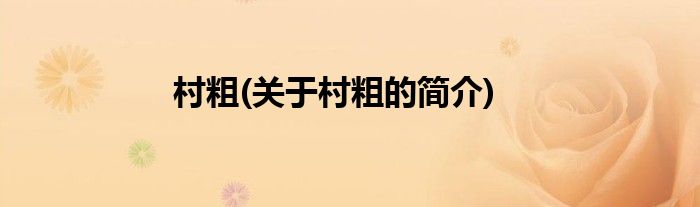 村粗(关于村粗的简介)