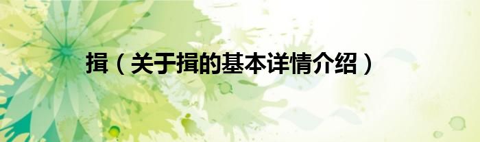 揖（关于揖的基本详情介绍）