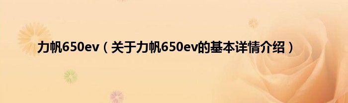 力帆650ev（关于力帆650ev的基本详情介绍）