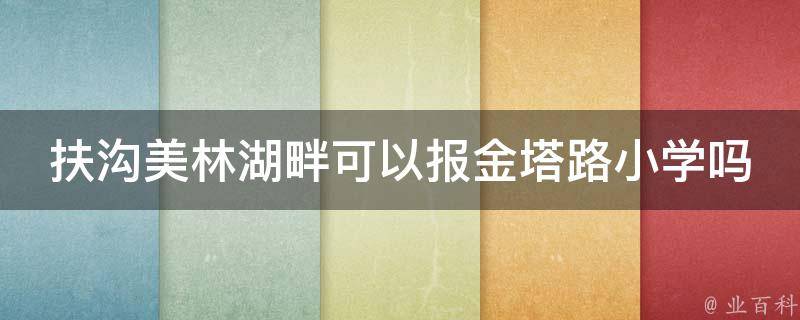 扶沟美林湖畔可以报金塔路小学吗