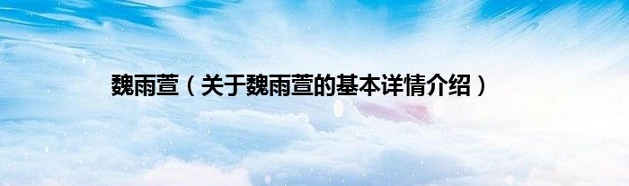 魏雨萱（关于魏雨萱的基本详情介绍）