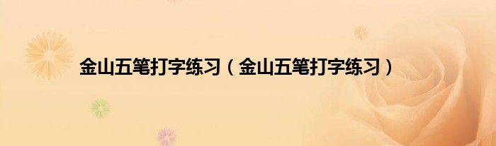 金山五笔打字练习（金山五笔打字练习）