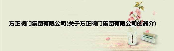方正阀门集团有限公司(关于方正阀门集团有限公司的简介)