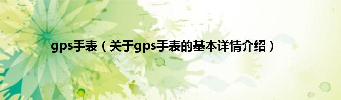 gps手表（关于gps手表的基本详情介绍）