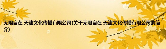 无限自在 天津文化传播有限公司(关于无限自在 天津文化传播有限公司的简介)