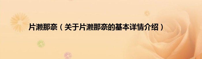 片濑那奈（关于片濑那奈的基本详情介绍）