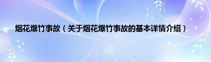 烟花爆竹事故（关于烟花爆竹事故的基本详情介绍）