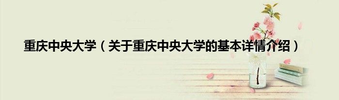 重庆中央大学（关于重庆中央大学的基本详情介绍）