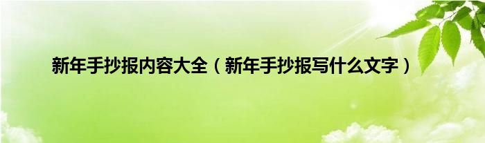 新年手抄报内容大全（新年手抄报写什么文字）