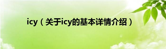 icy（关于icy的基本详情介绍）