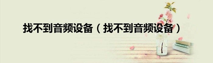 找不到音频设备（找不到音频设备）
