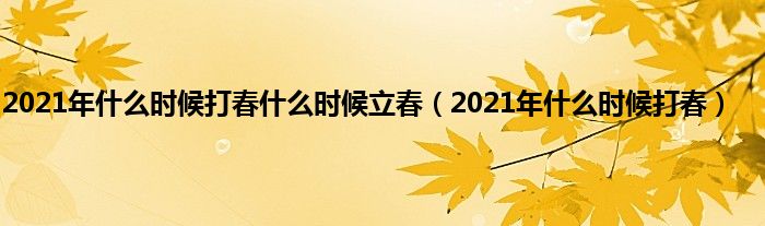2021年什么时候打春什么时候立春（2021年什么时候打春）