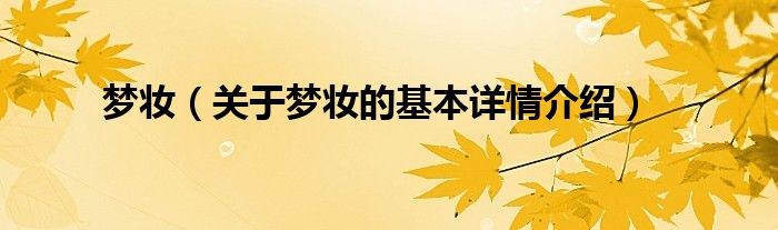 梦妆（关于梦妆的基本详情介绍）