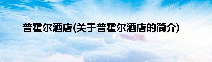 普霍尔酒店(关于普霍尔酒店的简介)