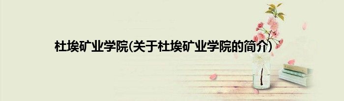 杜埃矿业学院(关于杜埃矿业学院的简介)