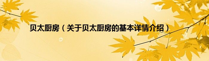 贝太厨房（关于贝太厨房的基本详情介绍）