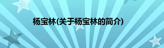 杨宝林(关于杨宝林的简介)