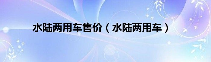 水陆两用车售价（水陆两用车）