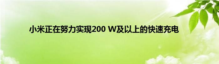 小米正在努力实现200 W及以上的快速充电