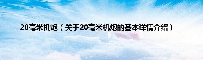 20毫米机炮（关于20毫米机炮的基本详情介绍）