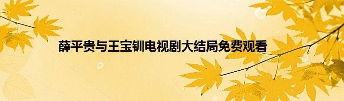 薛平贵与王宝钏电视剧大结局免费观看