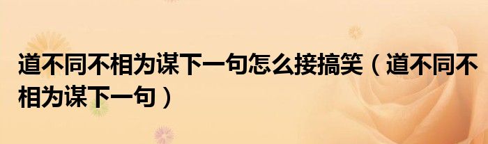道不同不相为谋下一句怎么接搞笑（道不同不相为谋下一句）
