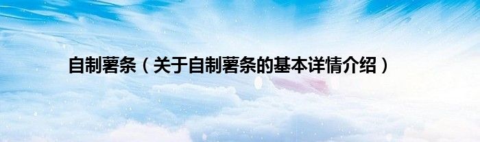 自制薯条（关于自制薯条的基本详情介绍）