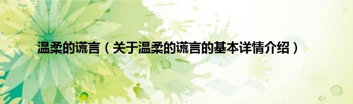 温柔的谎言（关于温柔的谎言的基本详情介绍）