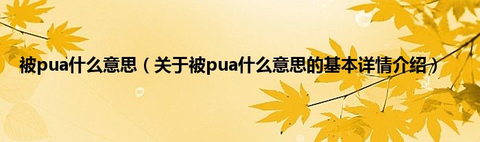 被pua什么意思（关于被pua什么意思的基本详情介绍）